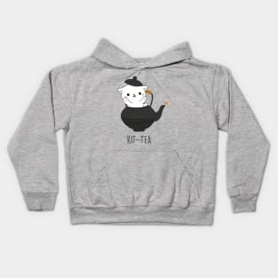 Kit-Tea Funny Cat Lover Gift Cute White Cat, Tea Kids Hoodie